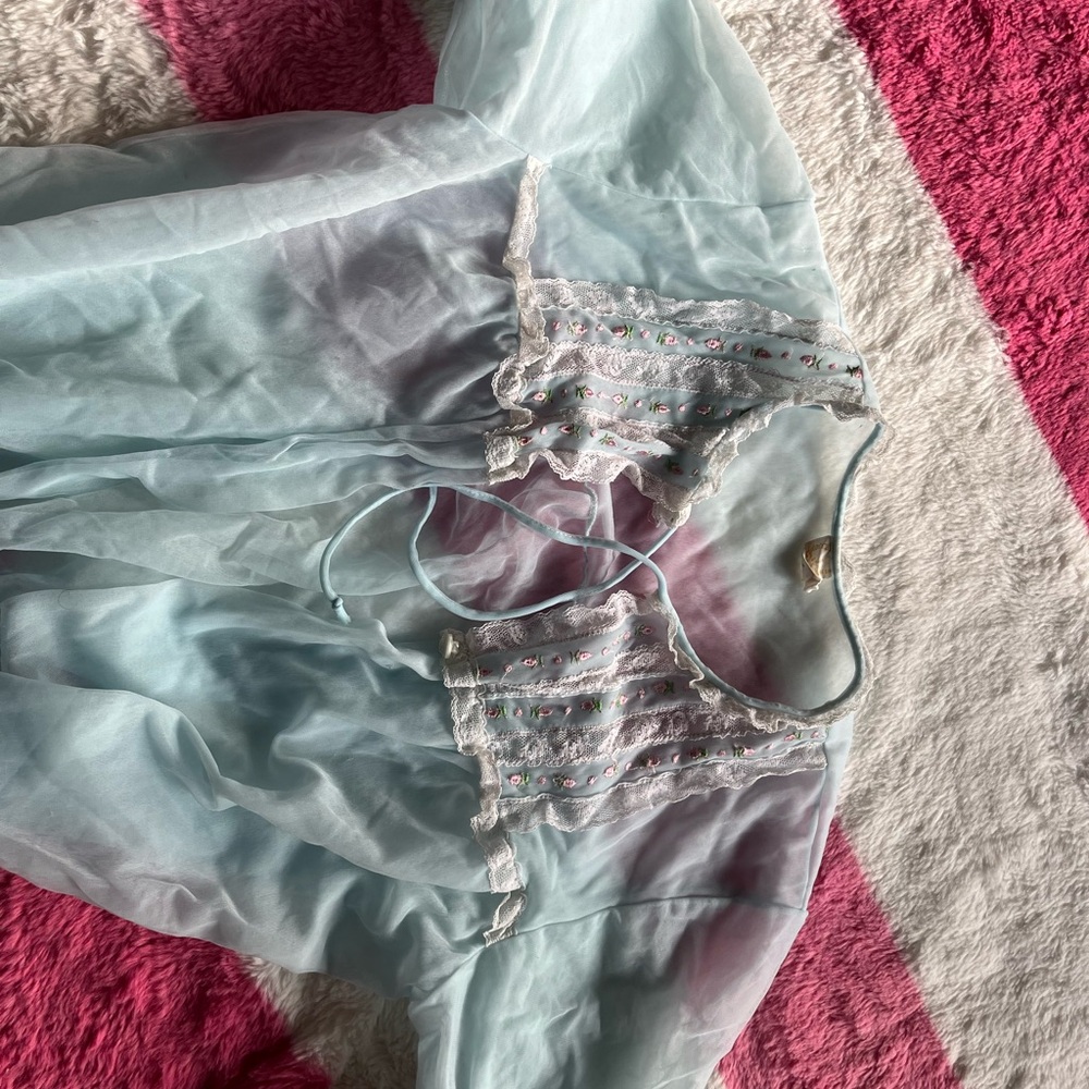 Vintage Light Blue Sheer Robe